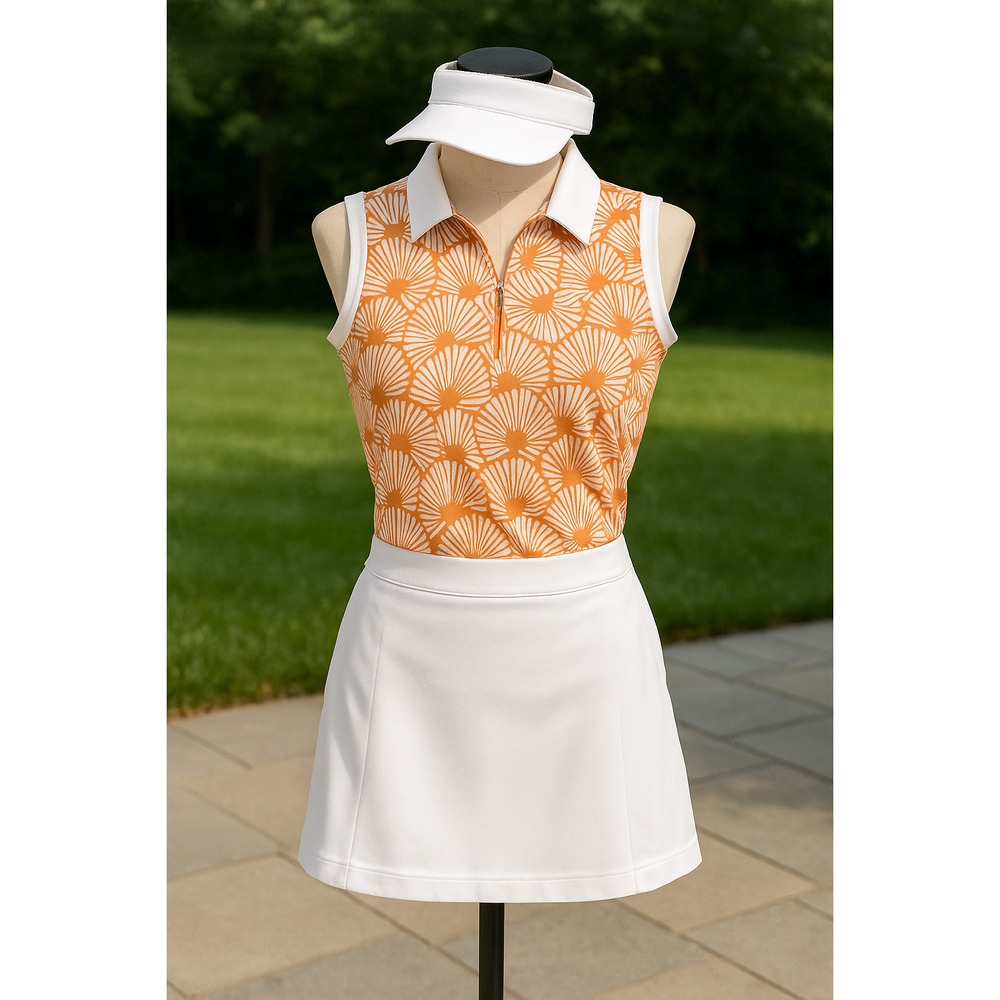 Tommy Bahama Golf Polo | Sleeveless Orange & White | Women’s Size M Activewear - Picture 3 of 8